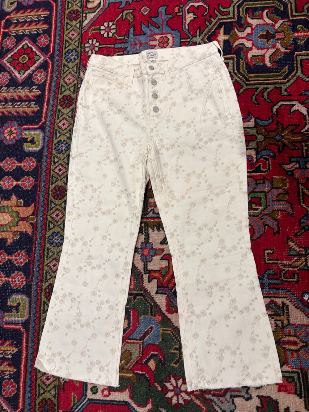 J. Crew Billie Demi-boot Crop Eyelet off white jeans size 29